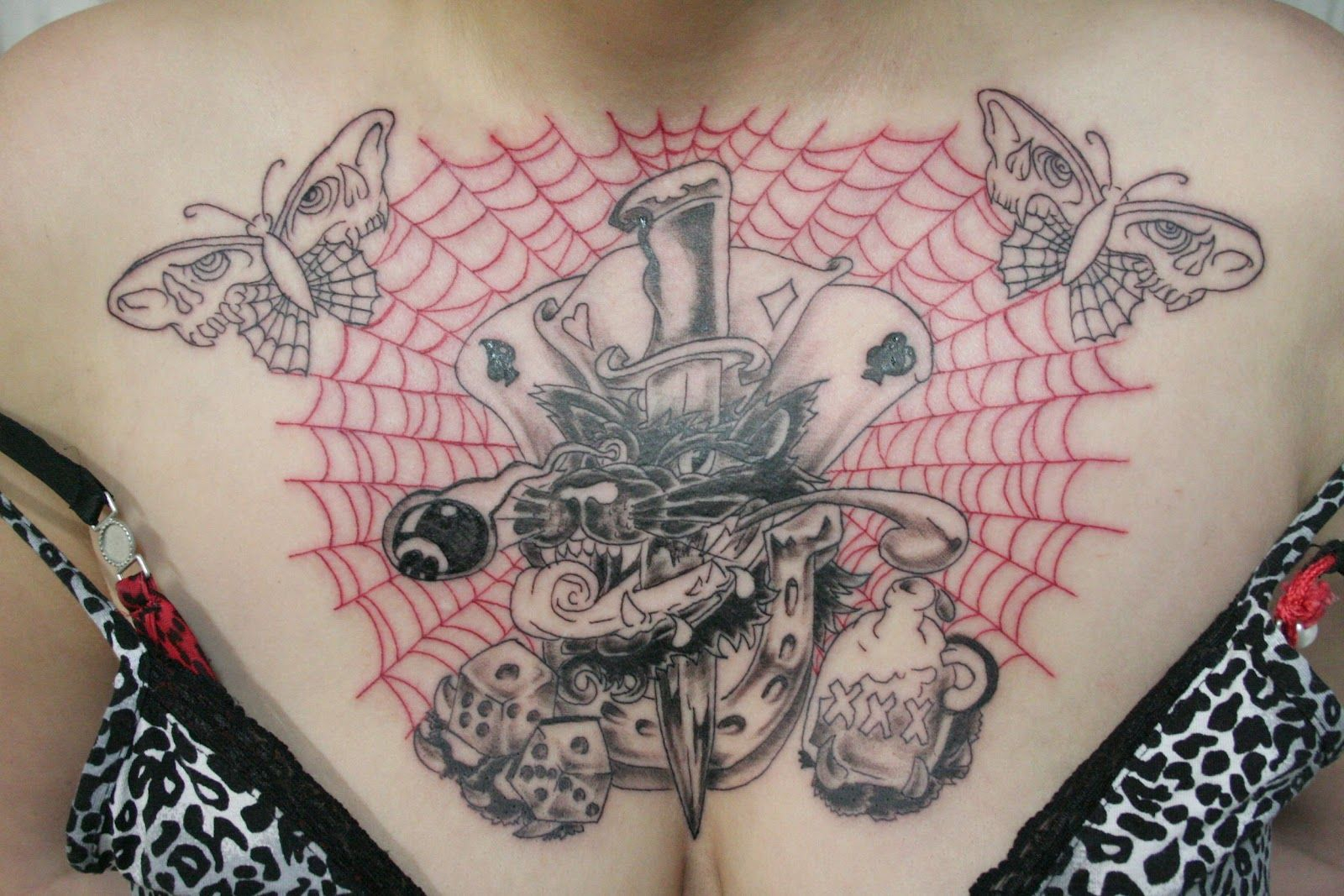 Traditional Spider Web Tattoo On Woman Chest Spiderdesigns intended for size 1600 X 1067