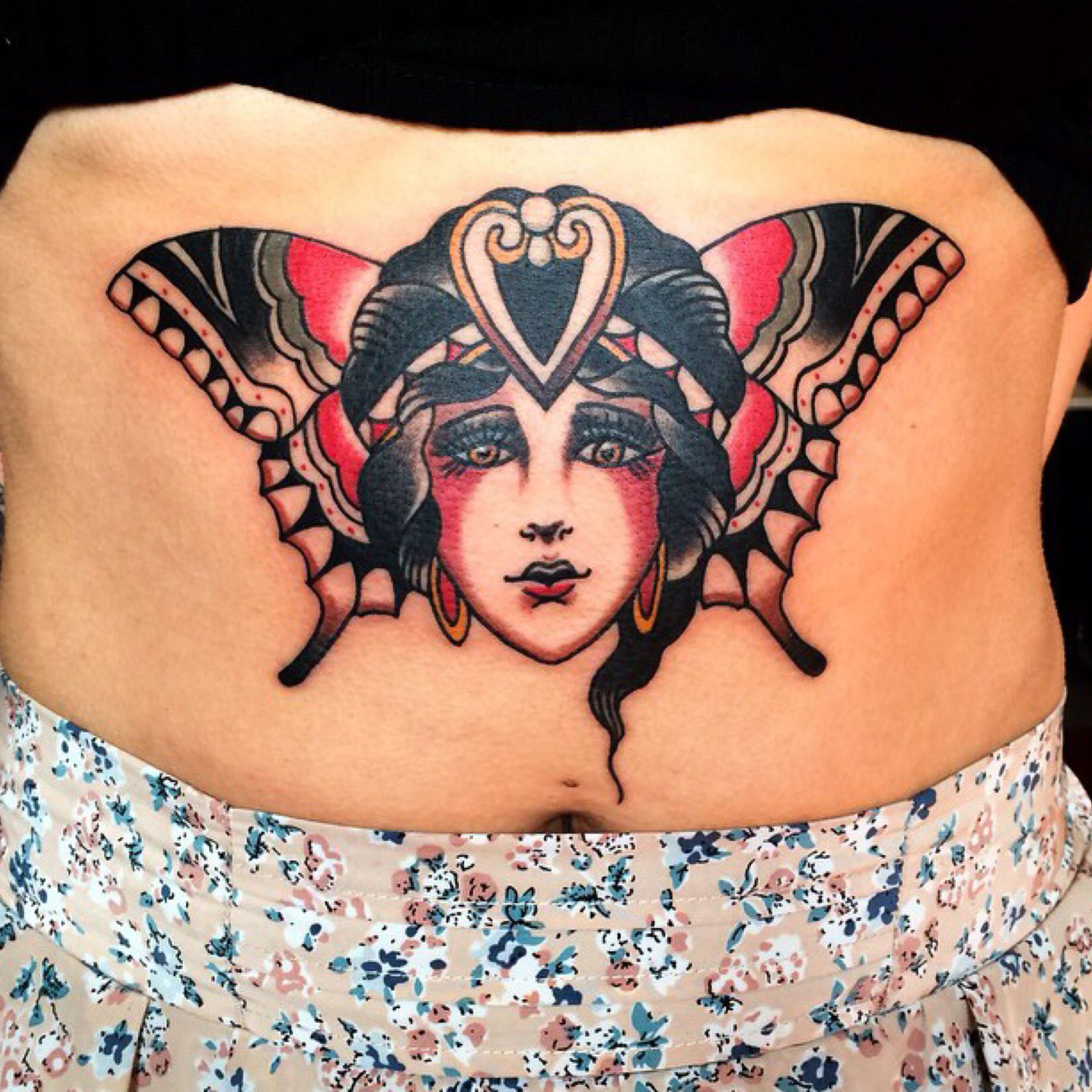 Traditional Style Tattoo Gypsy Girl Butterfly Tattoos Tattoos with regard to size 2448 X 2448