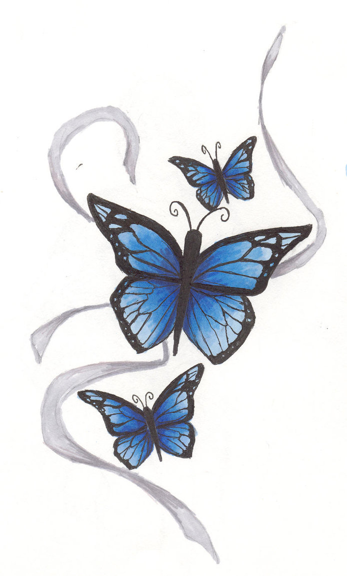Tremendous Blue Butterflies Tattoo Design Tattooshunt intended for sizing 694 X 1150