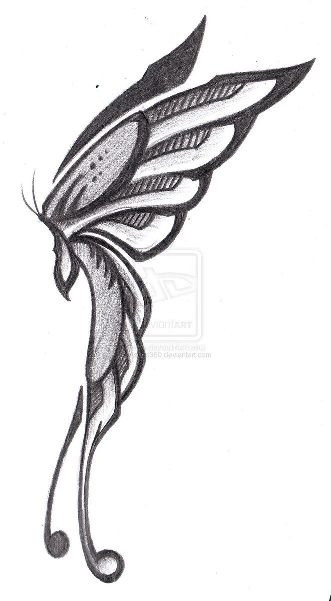 Tribal Butterfly Side View Ashes360 Tatoo Wings Drawing throughout size 663 X 1204