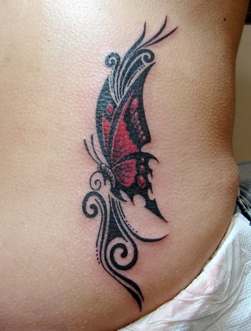 Tribal Butterfly Tattoo On Side Rib for proportions 800 X 1052