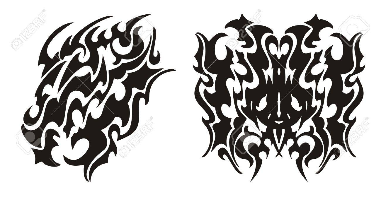 Tribal Dragon Head And Dragon Butterfly Tattoo Royalty Free Cliparts within dimensions 1300 X 673