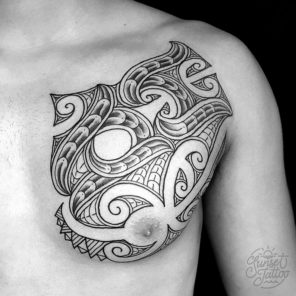 Tristan Maori Chest Tattoo Sunsettattoo Wwwsunsettattooconz regarding measurements 979 X 979