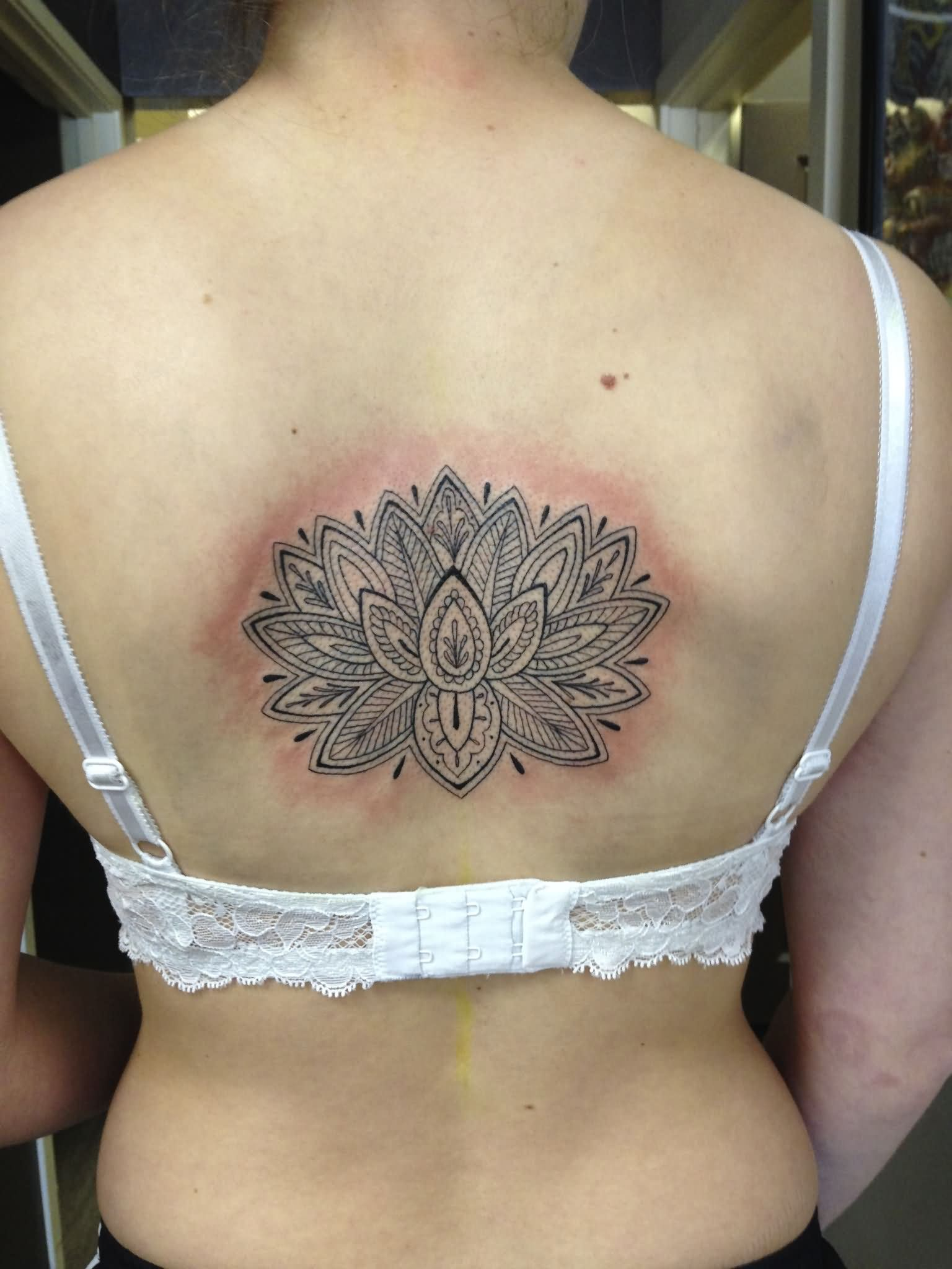 Unique Lotus Flower Tattoo On Women Upper Back regarding dimensions 1536 X 2048