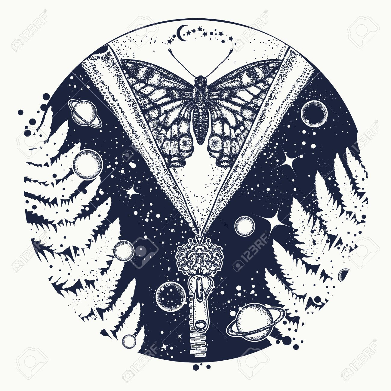 Universe And Butterfly Tattoo Art Symbol Of Esoterics Mysticism inside dimensions 1300 X 1300