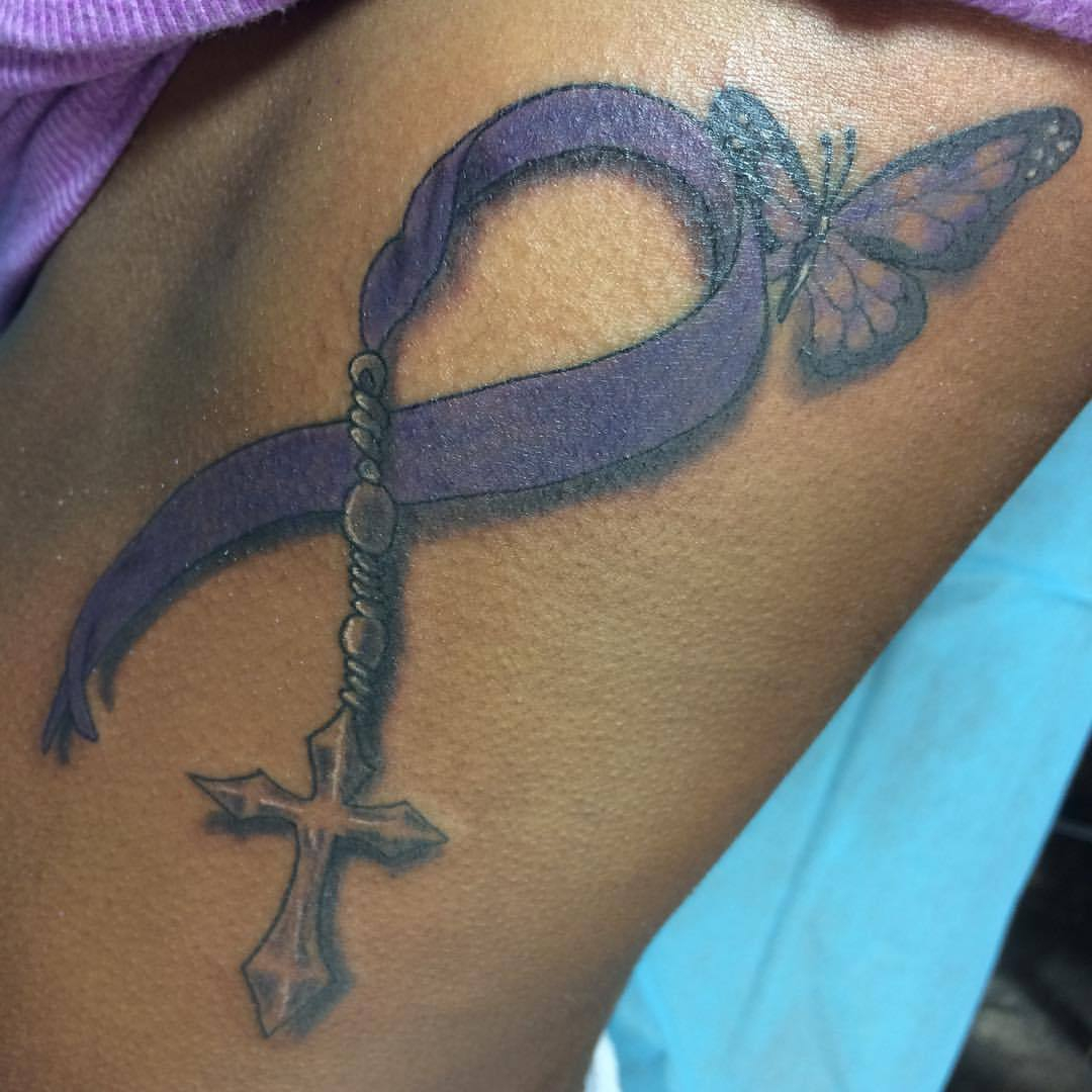 Untitled Rosary Cross Butterfly Lupus Ribbon Tattoo for measurements 1080 X 1080