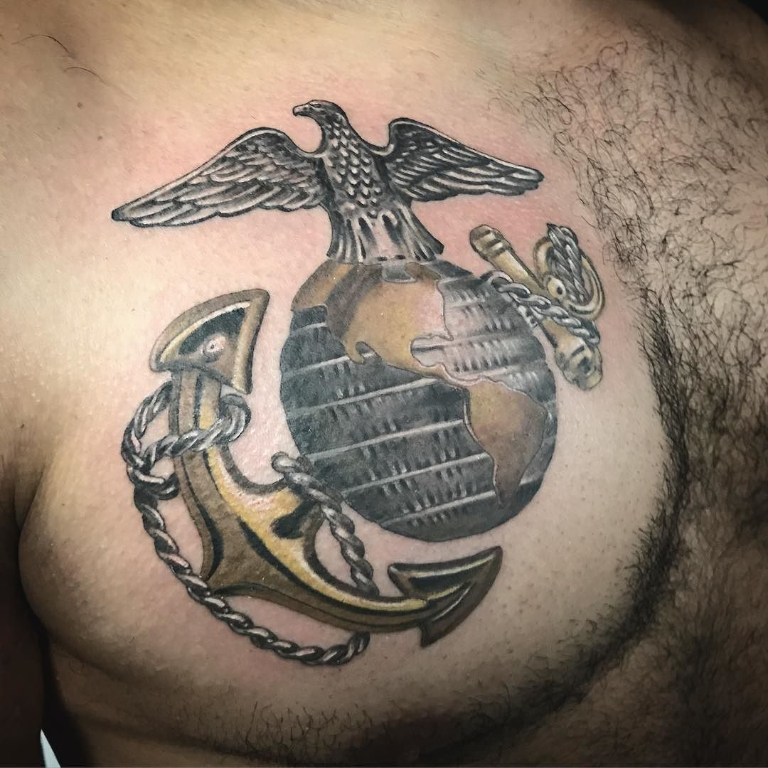 Usmc Chest Tattoo Gold Metal Looking Usmc Tattoo Sneak Peeks pertaining to dimensions 1080 X 1080