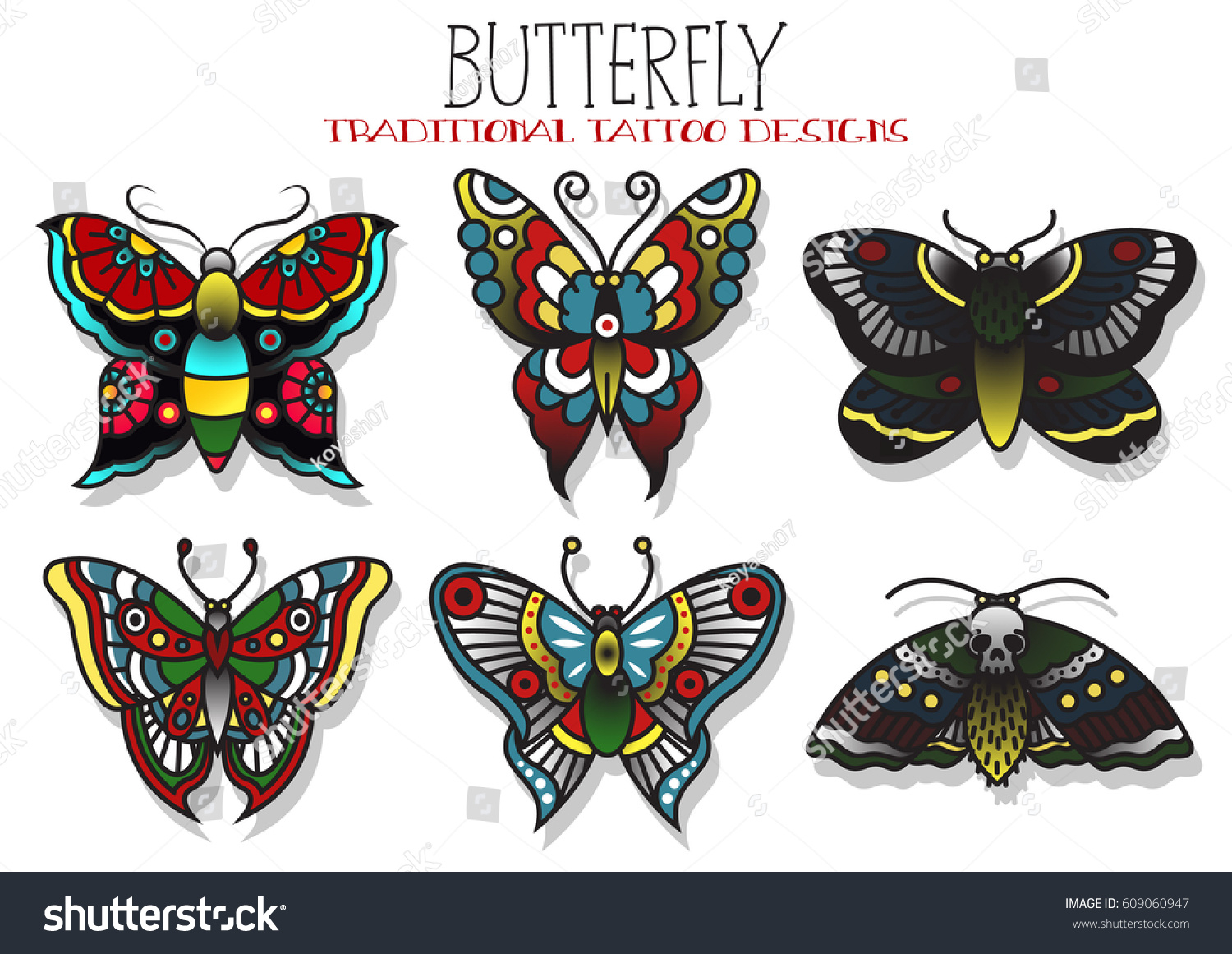 Vector Butterfly Mole Traditional Tattoo Designs Stock Vector with regard to size 1500 X 1161