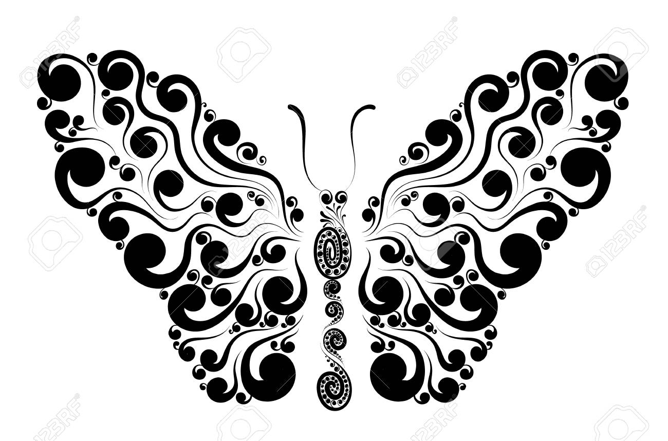Vector Illustration Of A Butterfly Silhouette Image For A Tattoo with proportions 1300 X 858