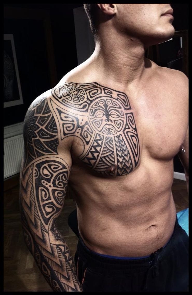 Viking Tattoo On Sleeve And Chest Peter Walrus Madsen intended for proportions 740 X 1133