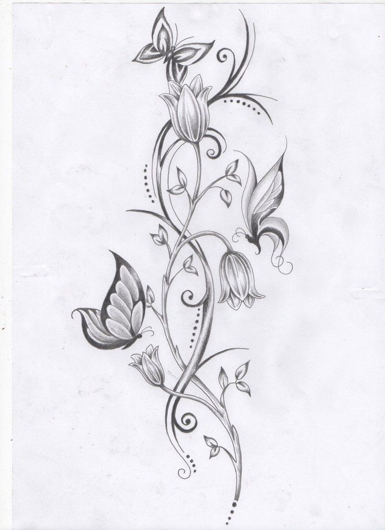 Vinetattoos Flower Vine And Butterflies Ashtonbkeje On for sizing 762 X 1048