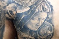 Virgin Mary Head And Flying Dove Tattoo On Chest For Men Miguels within measurements 1080 X 1080