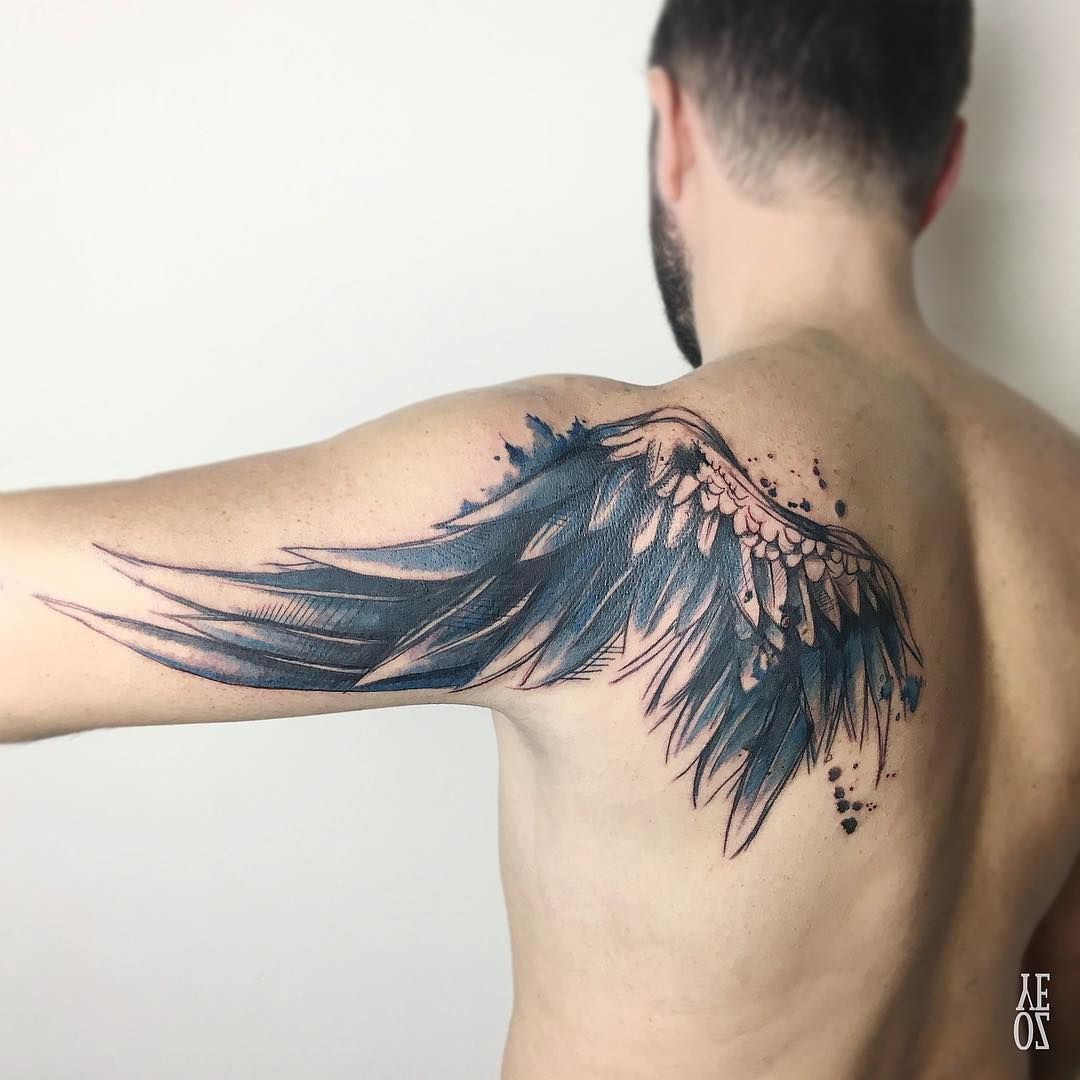 Watercolor Wing Fatih Tattoos On Men Wing Tattoo Designs throughout dimensions 1080 X 1080