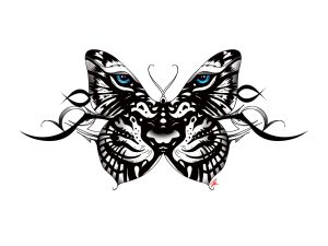 White Tiger Butterfly Tattoo With Tribal Accent Back Tattoo Female regarding measurements 2400 X 1800