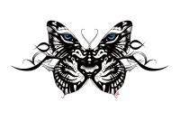 White Tiger Butterfly Tattoo With Tribal Accent Back Tattoo Female regarding proportions 2400 X 1800