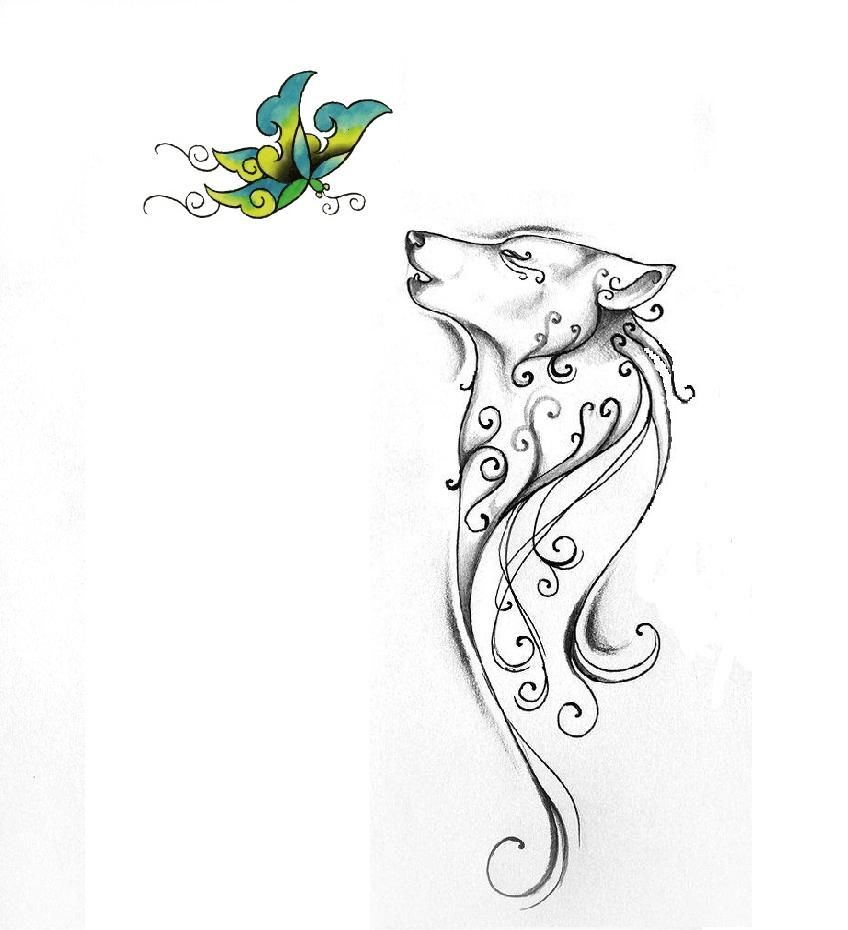 Wolf And Butterfly Tattoos And Things Lupus Tattoo Wolf Tattoos withi...