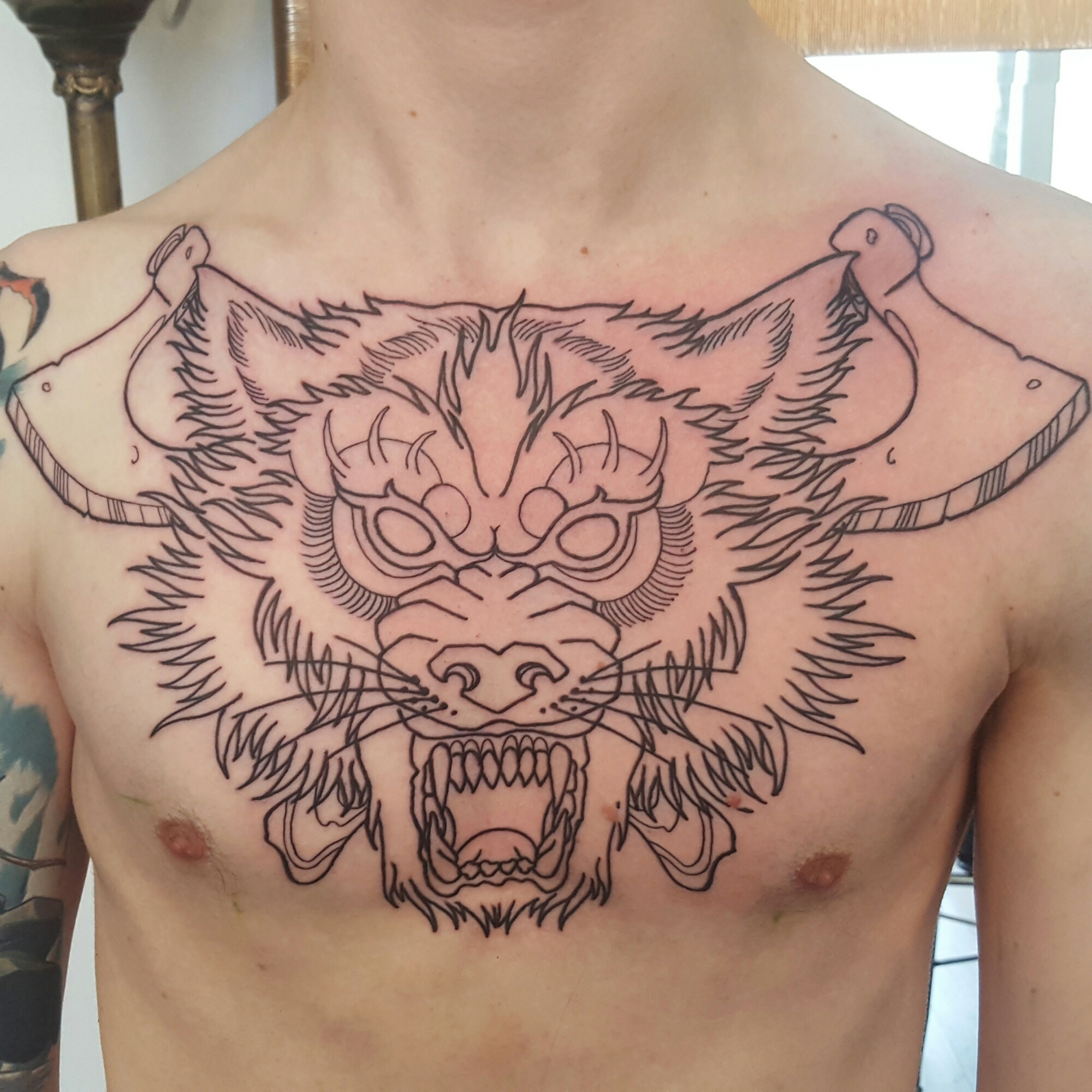 Wolf Chest Piece Amanda Trouble Tattoo in proportions 2000 X 1999