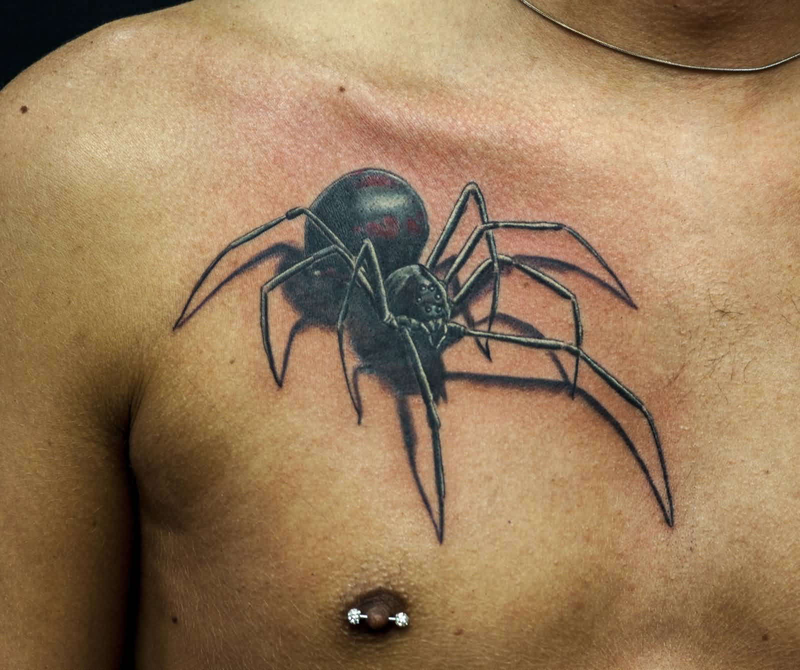 Wonderful Black Widow Spider Web Tattoo On Chest pertaining to measurements 1600 X 1340