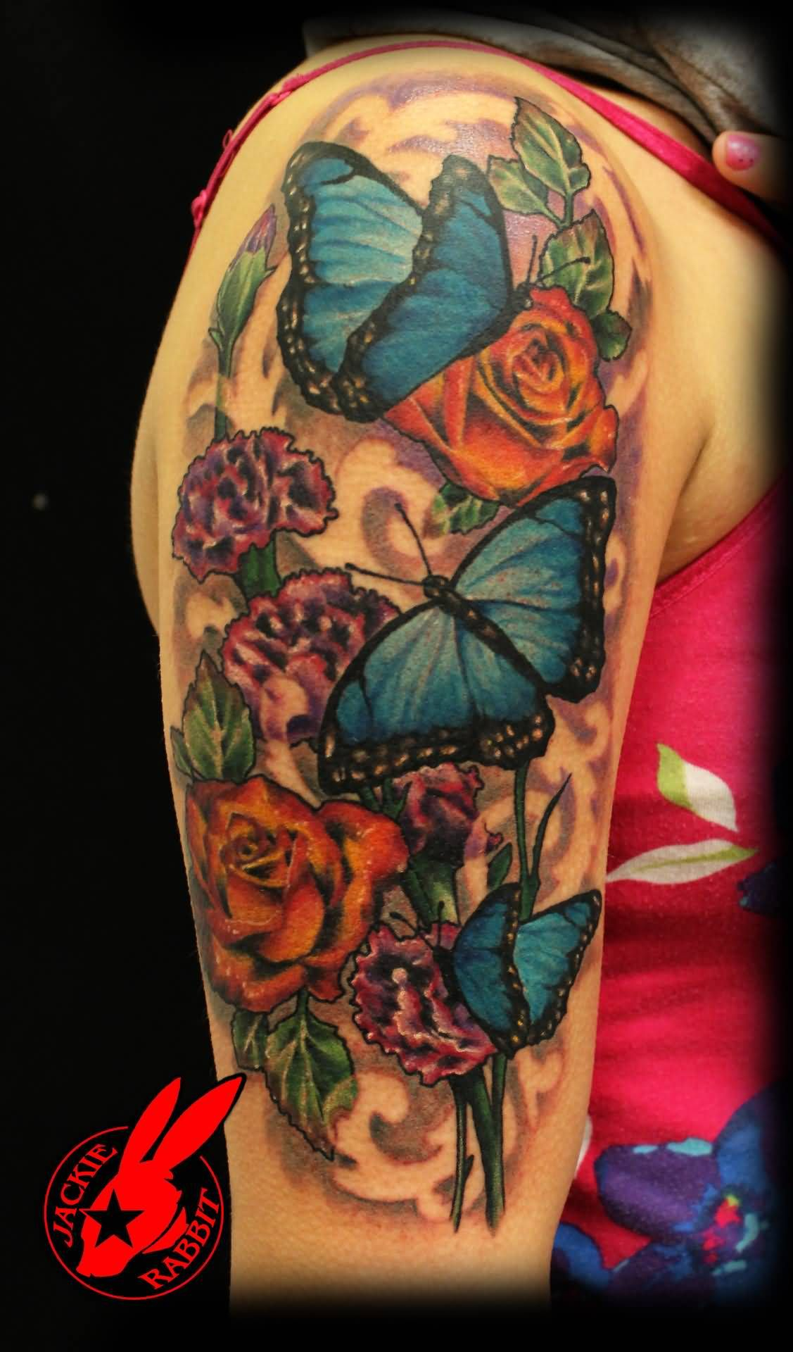 Butterfly And Flower Tattoo Sleeve Arm Tattoo Sites