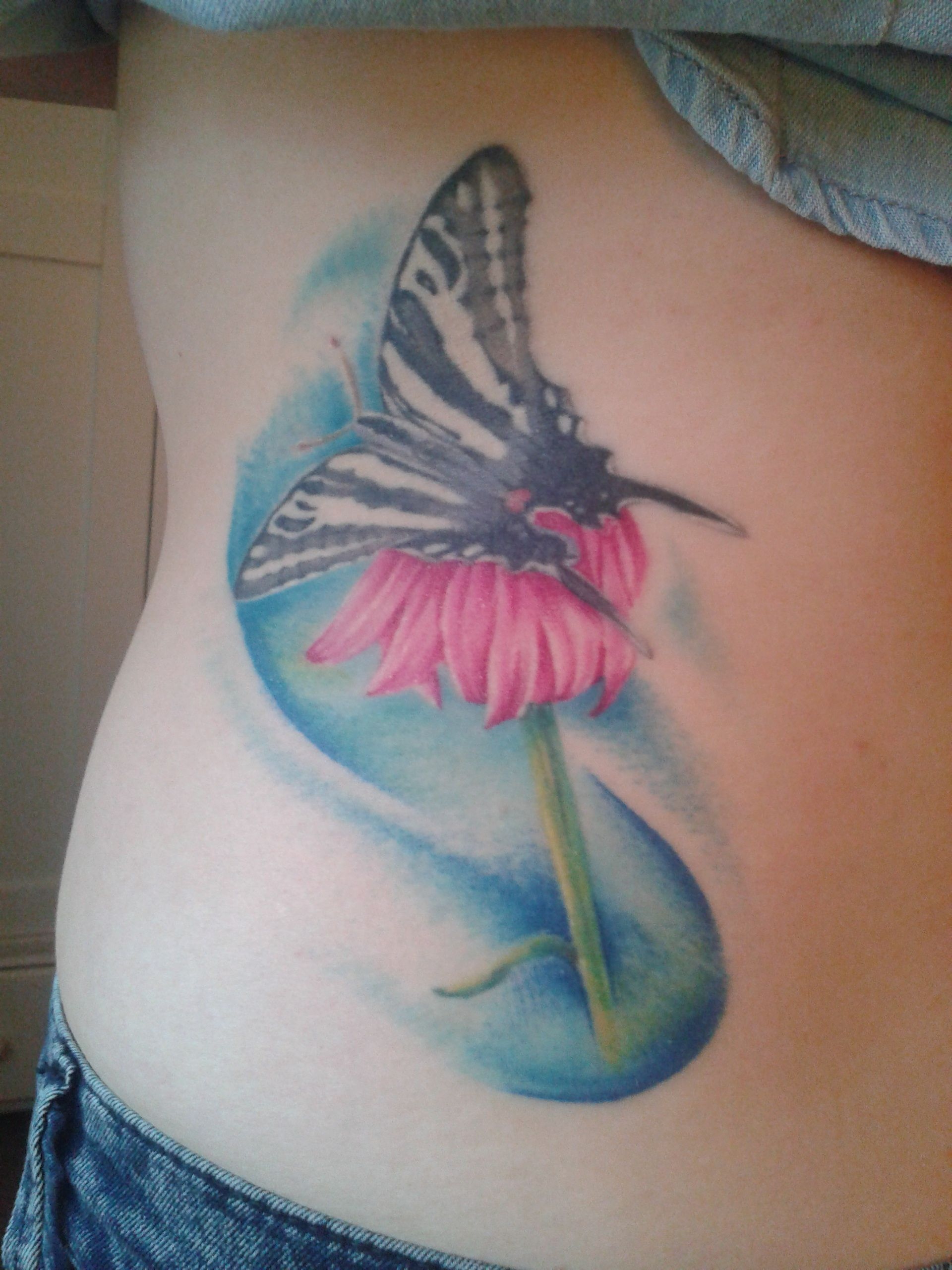 Zebra Butterfly Pink Flower Tattoo Closeup Tat Tat Tat It Up pertaining to dimensions 1920 X 2560